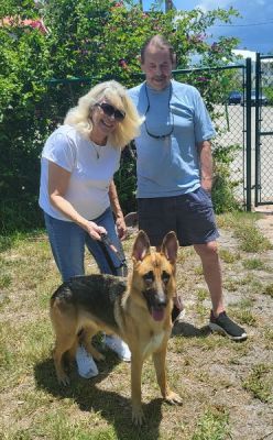 1500
PUPPY JENNA WITH NEW MOM DIANNA AND DAD LARRY DOG 1500 
