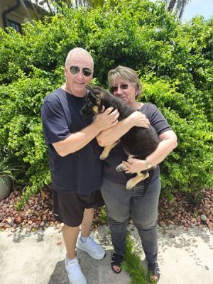 1678
PUPPY MAGGIE WITH NEW DAD STEVE AND MOM LESLIE DOG 1678
