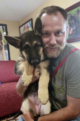 1681
PUPPY LYRIC WITH NEW DAD MIKE DOG 1681
