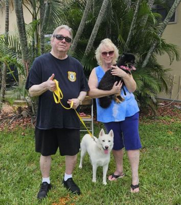 1695
CLOE 2 WHITE MIX WITH NEW DAD SANDY AND MOM JANE DOG 1695
