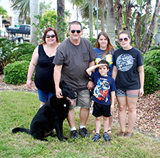 DUKE WITH NEW FAMILY GERALD, HEATHER, SARAH, AMANDA AND BEN DOG 510 ALL TIME
